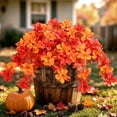 thumbnail image 5 of Yastouay 2 pcs Fall Flowers for Outdoors, UV Resistant Fake Mums Artificial Flowers for Planter Garden Porch Patio Fall Decor(Yellow,Orange), 5 of 7
