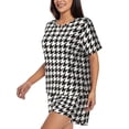 thumbnail image 2 of Bingfone Houndstooth Black And White Print Pajamas Sets for Women Soft Short-Sleeved Pjs with Lounge Shorts Two Piece Sleepwear, 2 of 8