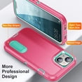 thumbnail image 4 of JTCASES Compatible with iPhone 14 Case Heavy Duty Protective Rugged Phone Case, Full Body Anti-dust Shockproof Drop Proof Armor Durable Cover Case for iPhone 14 6.1 inch, Rose/Mint, 4 of 10