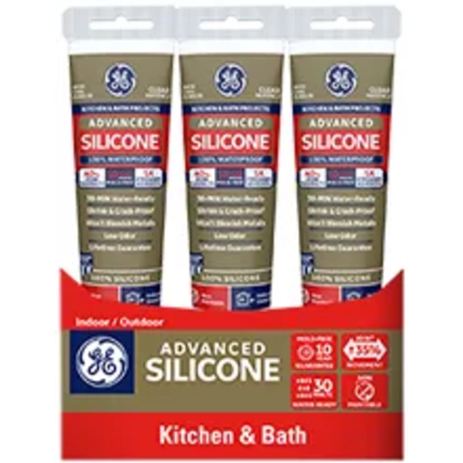 GE Advanced Silicone 2 Kitchen and Bath, Tub and Tile 2.8-oz Clear Silicone  Caulk