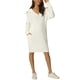 thumbnail image 4 of INSPIRAR CHIC Vestido de suéter midi casual de manga larga con cuello en V y cremallera para mujer en blanco S, 4 of 6