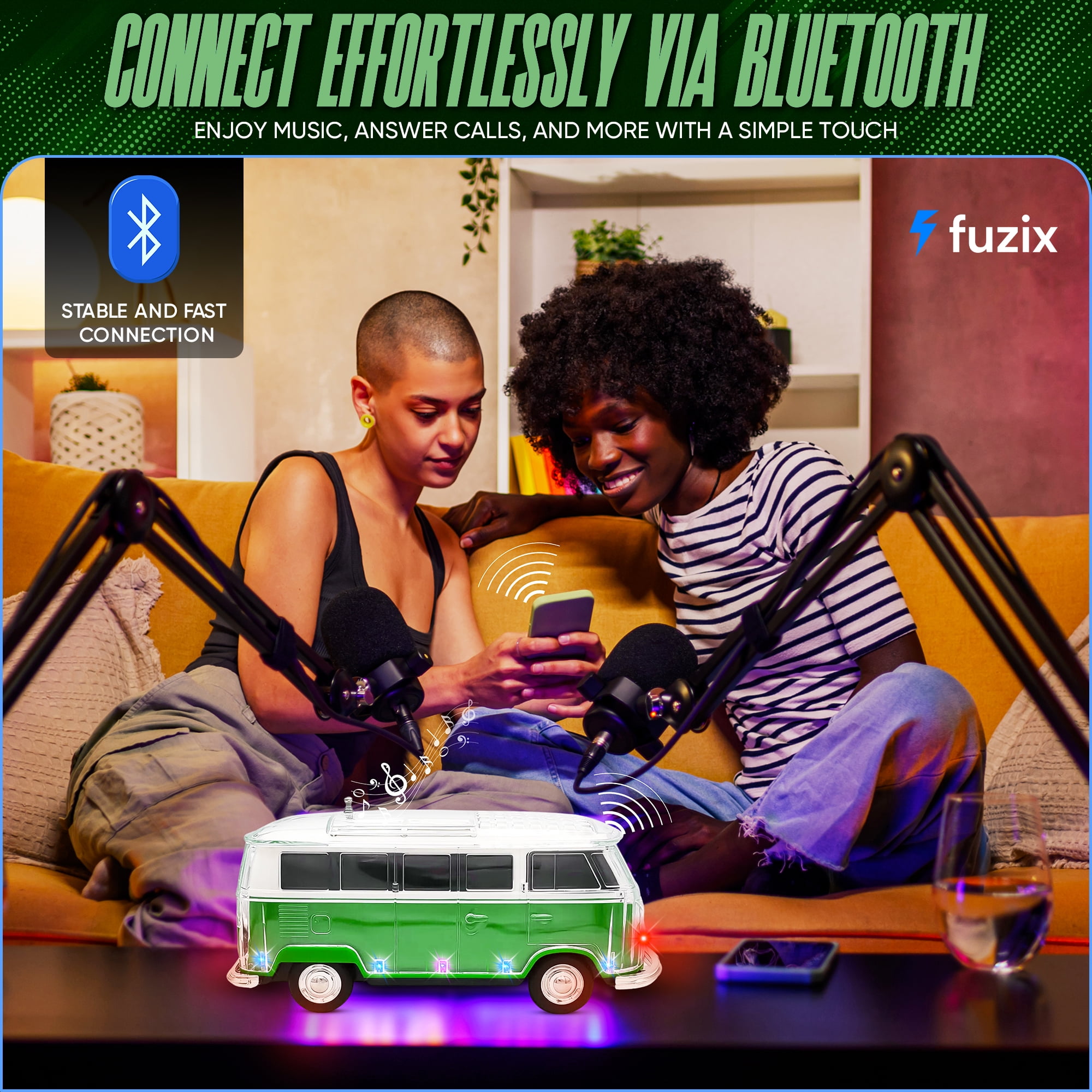 Fuzix WS-267 Car Bluetooth Portable Speaker with LED AUX USB FM Rechargeable