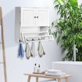 thumbnail image 3 of Costway Salle de Bain Armoire Murale avec Porte-Serviettes et Étagère Extensible Rack en Pin Blanc, 3 of 10