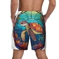 thumbnail image 4 of Balery Sea Turtle in Coral Mens Swim Trunks Swim Shorts for Men Quick Dry Inseam Beach Shorts with Compression Liner Pocket-Medium, 4 of 9