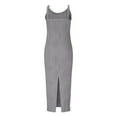 thumbnail image 6 of Summer Dress Plus Size Sleeveless Crew Neck Women Casual Maxi Bodycon Party Wedding Guest Dress Gray XXL, 6 of 9