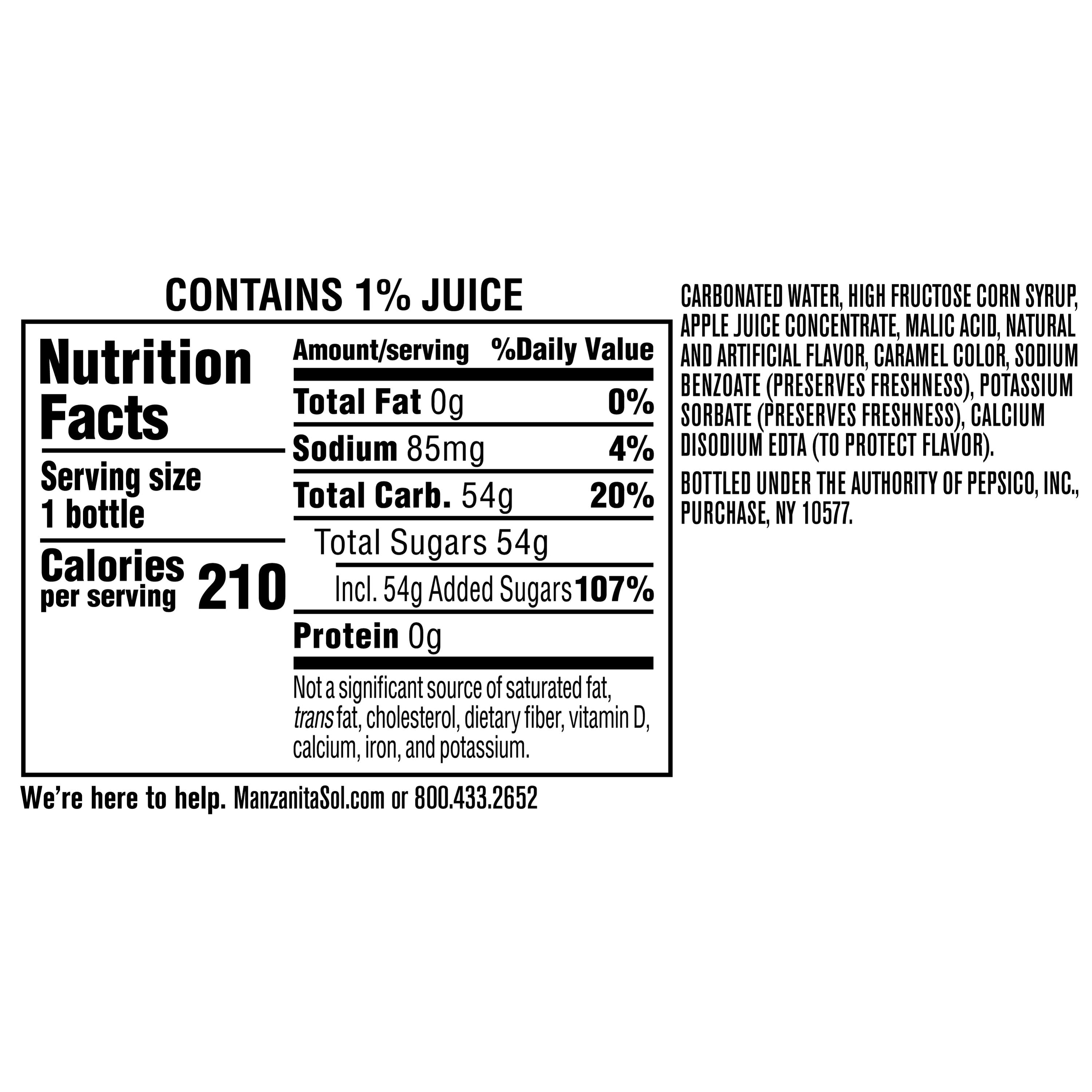 Manzanita Sol Apple Flavored Soda Pop, 20 oz Bottle