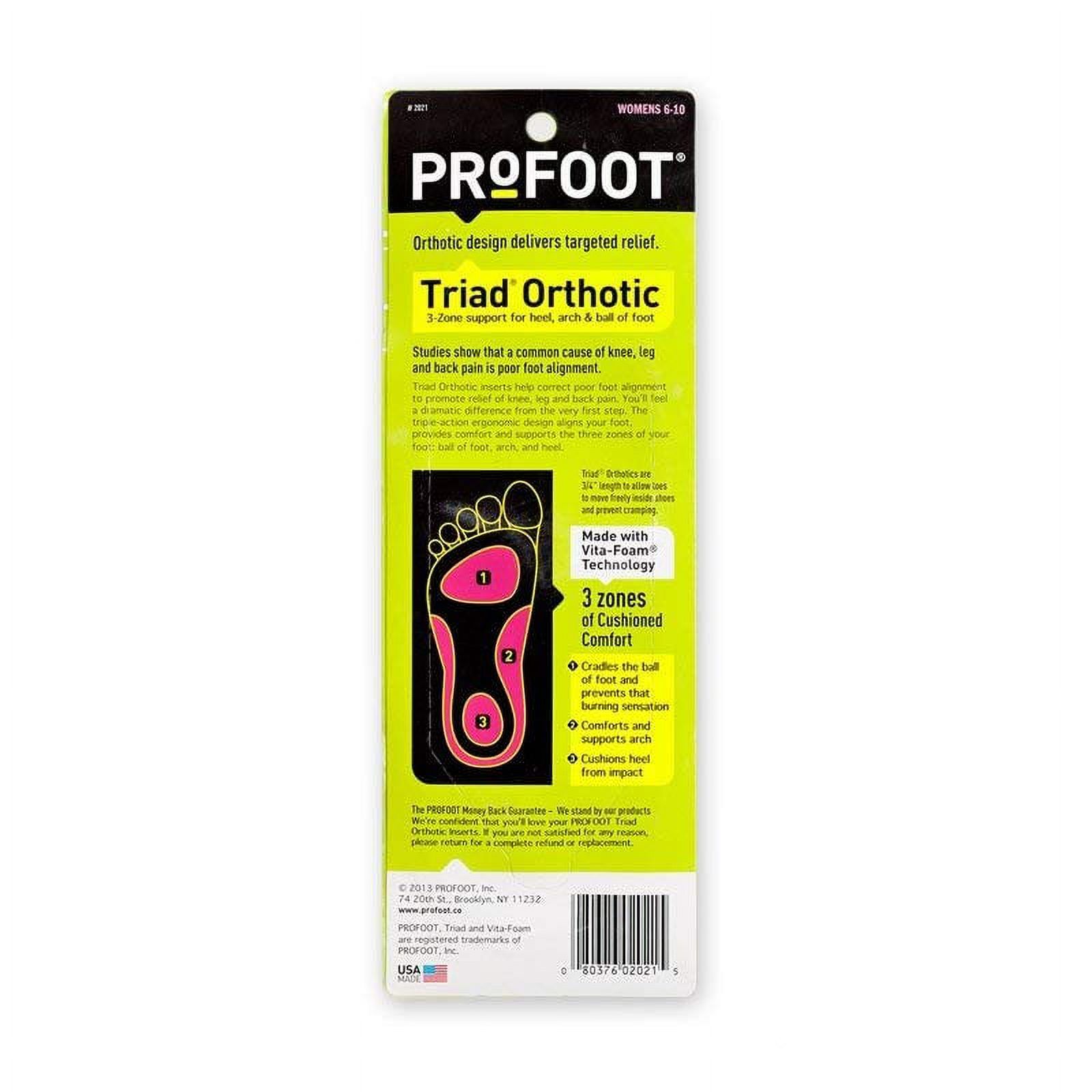 ProFoot Triad Orthotic Women's 6-10 One Pair (Pack of 2) - Walmart.com