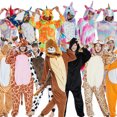 thumbnail image 3 of Pijamas de dibujos animados de animales Siaman Tianma Dinosaurio arcoíris Diablo negro Ropa de hogar para hombres y mujeres Otoño e invierno, 3 of 3