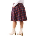 thumbnail image 4 of DARING DIVA Women's Plus Vintage Plaid Elastic A-Line Skirt with Pockets 2X Red Blue, 4 of 6