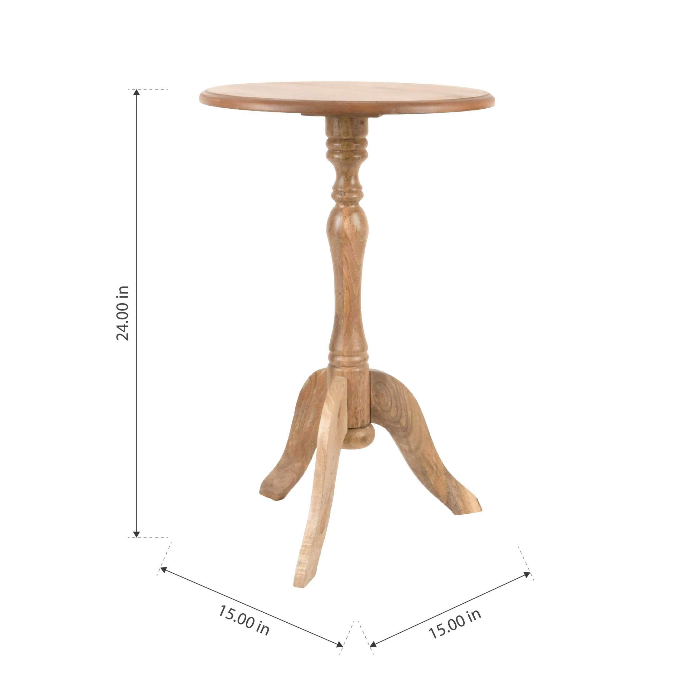 Decor Therapy Simplify Round Pedestal Accent Table in Natural Wood Finish, 24x15 Inches