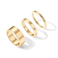 thumbnail image 1 of Juego de 3 anillos de acero inoxidable chapados en oro de 18 quilates al por mayor de Europa y Estados Unidos, anillo apilable de oro simple para mujer, 1 of 4