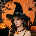 thumbnail image 2 of BRICH Witch Hat for Women Halloween Party Accessories Wizard Hats with Wide Brim Lace Black One Size, 2 of 4