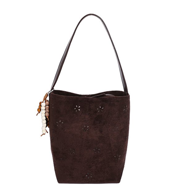 Bolso Tipo Cubo Bolsos Ante Sintético Hueco para Mujer (Café)