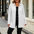thumbnail image 6 of Plus Size Jackets for Women Collared Button Down Long Sleeve Tunic Shirt Soft Tops for Women Wine XL, 6 of 8