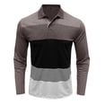 thumbnail image 4 of Blusa y camisa informal de manga larga con cuello vuelto para hombre, con solapa y botones, a rayas, de licra, 4 of 7
