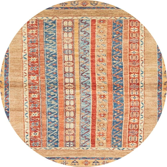 Ahgly Company Indoor Round Abstract Rust Pink Abstract Area Rugs, 8' Round