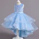 thumbnail image 3 of Vestido de princesa para niñas, vestido sin mangas con cola, vestido de novia de flores para niña, falda hinchada, desfile de moda para niños, Perfor de Piano, 3 of 5