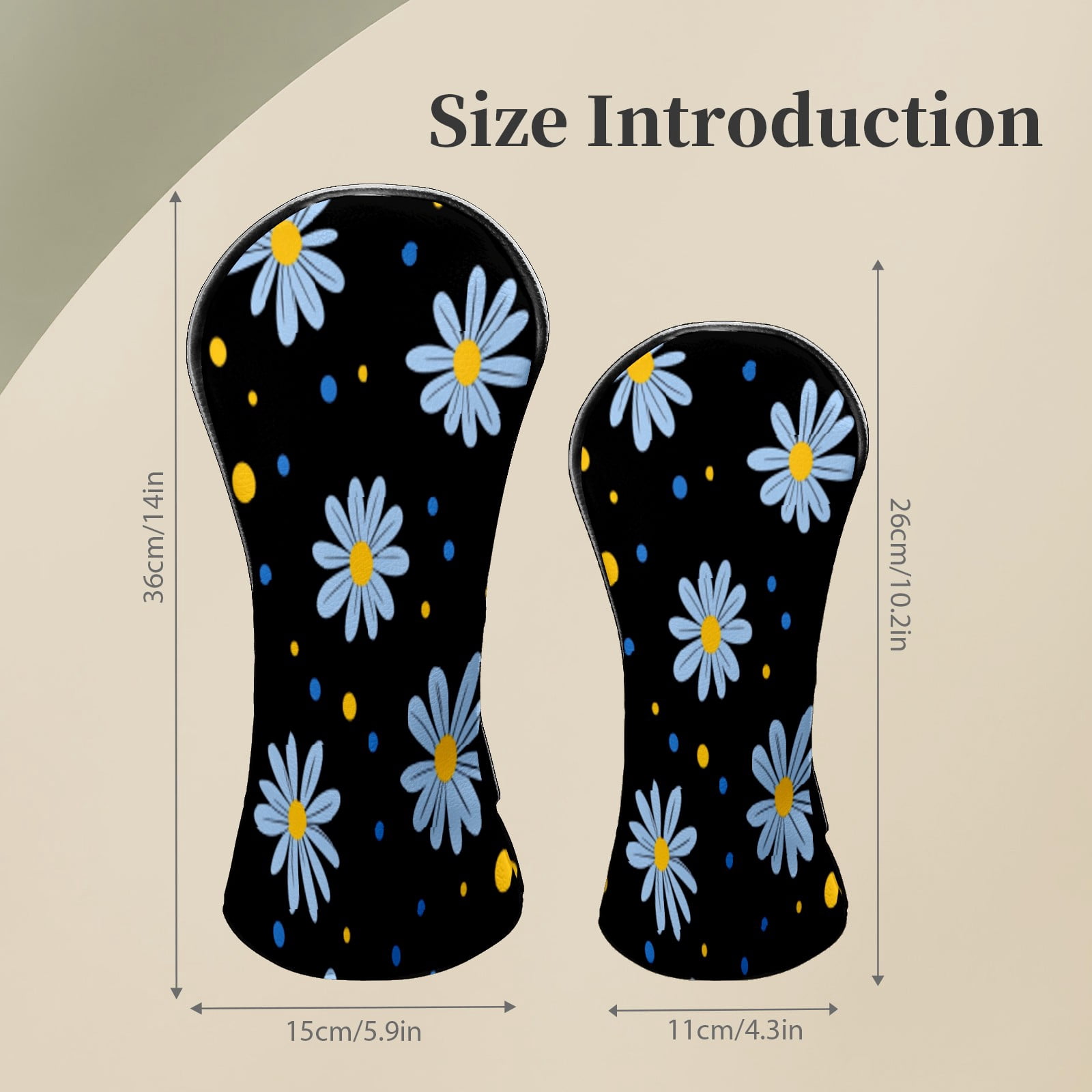 Golf Club Head Covers DaisyFlower Waterproof Leather Golf Head Covers for Men Women Driver Head Cover Fairway Headcover for Golf Lovers