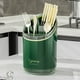 thumbnail image 4 of Fiudx Organizador de Cubiertos de Acero Inoxidable, Cubo Transpirable, Elegante Escurridor de Vajilla, Artículos Esenciales para Tiendas de Té con Leche, Organizador de Cocina Multiusos, Color Verde, 4 of 5