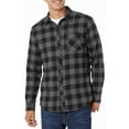 thumbnail image 5 of PUZTLOY Mens Button Down Shirts Long Sleeve Plaid Flannel Shirt Business Casual Work Dress Shirts with Pocket Black Purple, 5 of 7