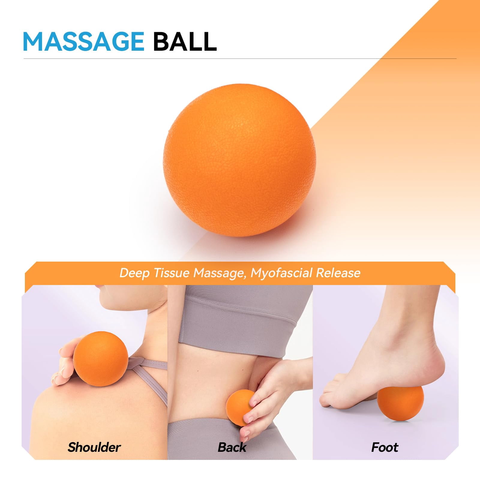 5 In 1 Foam Roller Set  High Density Fitness Exercise For Deep Tissue Massage Ball Resistance Band Whole Body(orange)