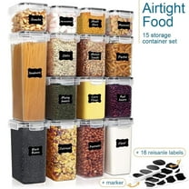 15 Packs Airtight Food Storage Containers Set with Lids, Kitchen Pantry Organization and BPA Free Plastic Canisters Include 24 Labels By WEPSEN