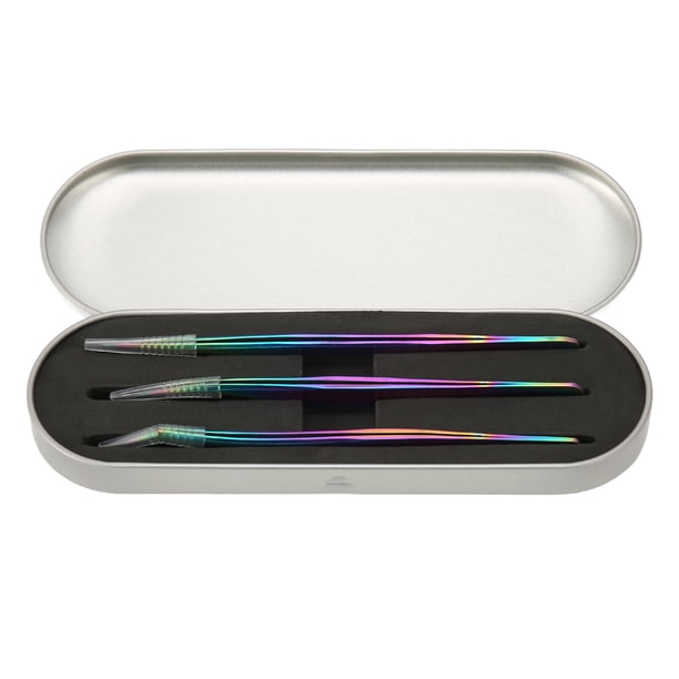 Juego de 3 pinzas para extensiones de pestañas, de acero inoxidable, anticorrosión, para maquillaje