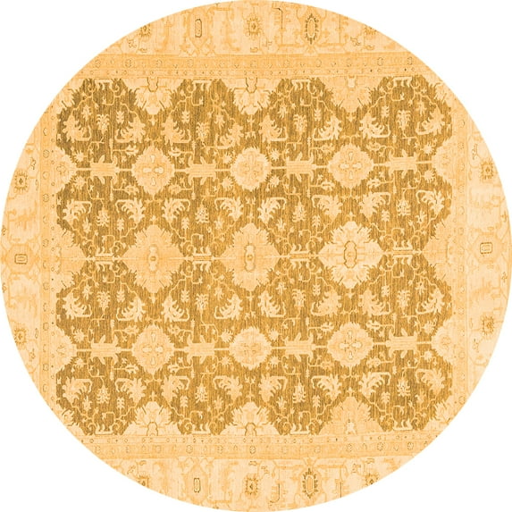 Ahgly Company Indoor Round Oriental Orange Traditional Area Rugs, 4' Round
