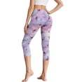 thumbnail image 2 of SCRAWLGOD Women's Capri Leggings with Pockets High Waisted Legging, Active Breathable Yoga Leggings with Tummy Control for Workout Running Gym, Butterfly Marble Print Pink Violet, XS, 2 of 7