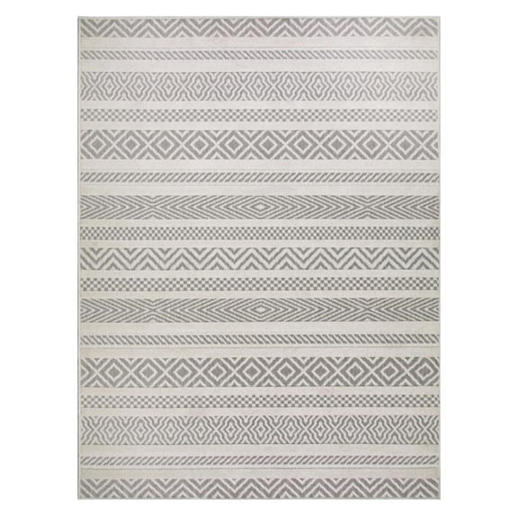 Bowery Hill Multi-Color-Pattern Indoor Outdoor Area Rug 4' x 6' in Gray/Beige