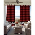 thumbnail image 4 of Red Black Plaid Blackout Curtains 39 Inches Long for Bedroom, Country Vintage Bear Buffalo Gingham Thermal Insulated Room Darkening Black Out Window Curtain Panels Grommet Drapes for Living Room, 4 of 8