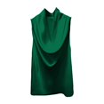 thumbnail image 3 of Women's Cowl Neck Halter Sleeveless Tops Satin Going Out Tank Tops (Green M), 3 of 3