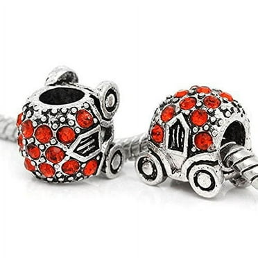 Cinderella's Pumpkin Carriage Charm W/crystals Bead For Snake Chain Bracelet