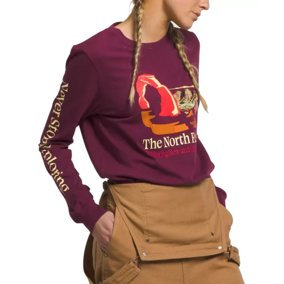 The North Face Womens Places We Love Long-Sleeve Tee, Boysenberry/SunSprite, XS