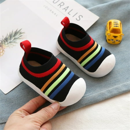 

Hinvhai Baby Walking Shoes Clearance Infant Non-Slip Breathable Shoes with Soft Rubber Sole Baby Boys Girls Slip On Sneakers Black 7 M(18)