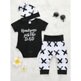 thumbnail image 3 of Sunisery 3Pcs Baby Newborn Infant Boy Bodysuit Summer Short Sleeve Romper +Pants+Beanie Hat Set, 3 of 7
