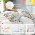 thumbnail image 6 of Easter Gnomes Twin Size Comforter Set, Spring Floral Leaf Botanical Gnomes Colorful Eggs Bedding for All Seasons, 4 Pcs Bed Set, 1 Quiltcover (68"x86") ,1Sheet(67"x116"), 2Pillowcases (30"x20"), 6 of 12