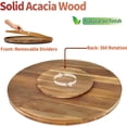 thumbnail image 5 of Utoplike Large Acacia Lazy Susan for Table Top, Rotating Round Serving Tray, 17.7'' Wood Charcuterie Board with Raised Edge and Removable Dividers for Cheese, Snacks, and Parties, 5 of 8