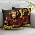 thumbnail image 3 of Orinice Monkey Bananas Graphic Decorative Cushion Throw Pillow Cover for Home Living Room Sofa, 1PC 18x18in, 3 of 5