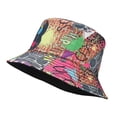 thumbnail image 1 of Retro Seau Chapeau Coloré Graffiti Motif Double Face Wearable Bassin Chapeau Été Plage Voyage Extérieur Chapeau de Soleil Hommes Femmes Réversible Pêcheur Chapeau, 1 of 9