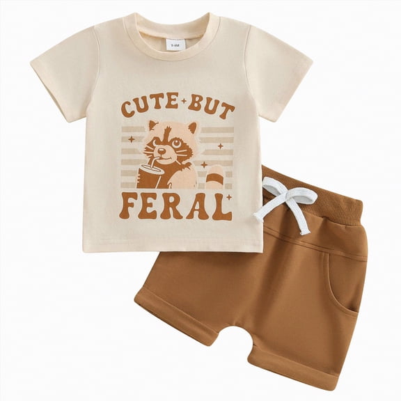 NIEWTR Toddler Baby Boy Summer Clothes 6 12 18 24 Months 2T 3T Outfits Tractor Embroidery T-shirt Shorts baby Boys Gift Dailywear Set(Coffee,6-12 Months)
