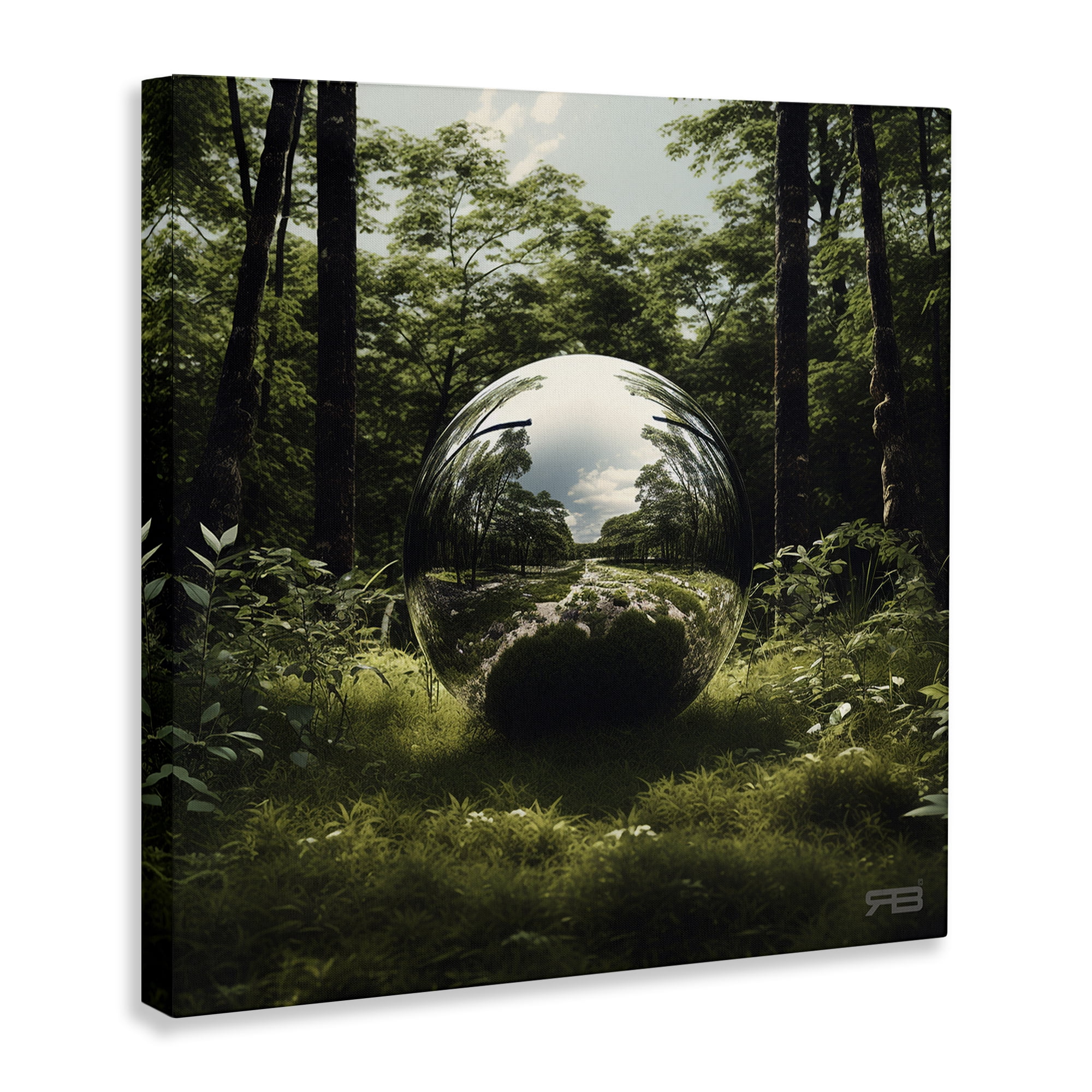 Stupell Industries Reflective Ball in Nature Landscape & Nature Painting Wrapped Canvas Art Print Wall Art, 36 x 36
