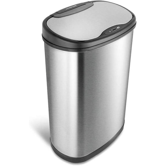 Nine Stars Automatic Kitchen Trash Can, 13 Gallon Stainless Steel, Motion Sensor Hands-Free Soft-Close Lid Garbage Bin, Silver