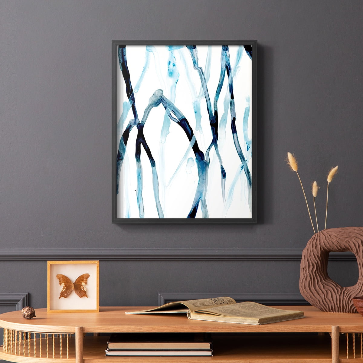 Runnel I Framed Print in Black Solid Wood Framed Print No Nail Hanging