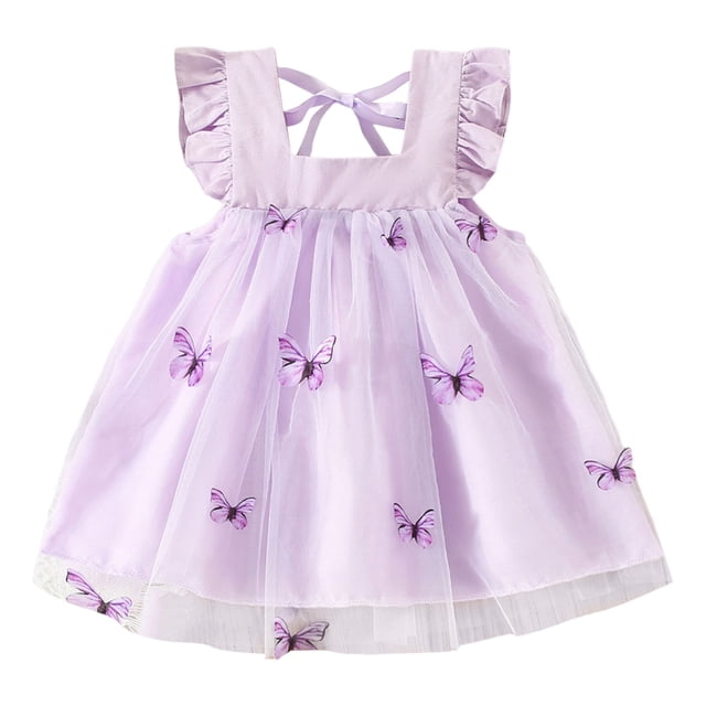 EDFBUYKRS Robe à Manches Volantes pour Filles Tout-Petits Robes de Danse Vêtements