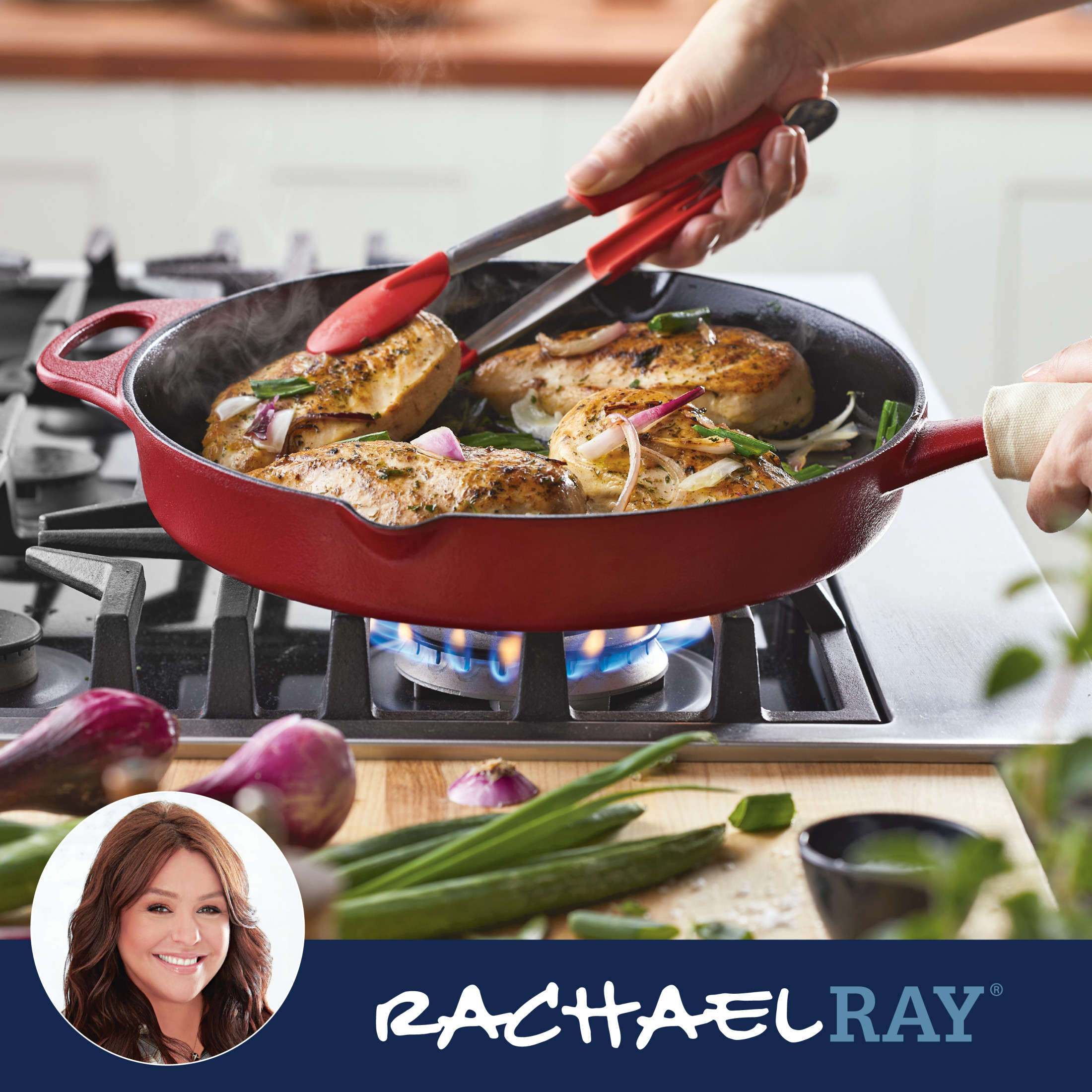 Rachael Ray NITRO 12-Inch Cast Iron Skillet, Red photo 7