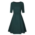thumbnail image 6 of Elainilye Fashion Dresses for Women 2024 Casual Long Sleeve High Waist Round Neck Ladies Tops dress Knee Length Dress,Green, 6 of 6