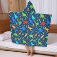 thumbnail image 5 of DarkBlue Dinosaurs Pattern Hooded Bath Towel，50"x30" for Ages 3 To 12 Kids, Quick Dry Lightweight Soft Microfiber Hood Beach Towel Cover Up for Kids, 5 of 7