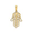 thumbnail image 3 of 14k Yellow Gold and Rhodium Hamsa Hand Pendant with Evil Eye, Filigree Amulet Charm for Men and Women, Spiritual Boho Symbolic Protection Jewelry, 3 of 6