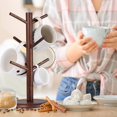 thumbnail image 6 of Walnut Coffee Mug Tree, Bamboo Mug Holder Base,Coffee Cup Stand Mug Holders with 6 Hooks for Countertop Coffee Mug Rack Organizer Stand for Counter Top, Coffee Bar Accessories, Walnut, 6 of 7